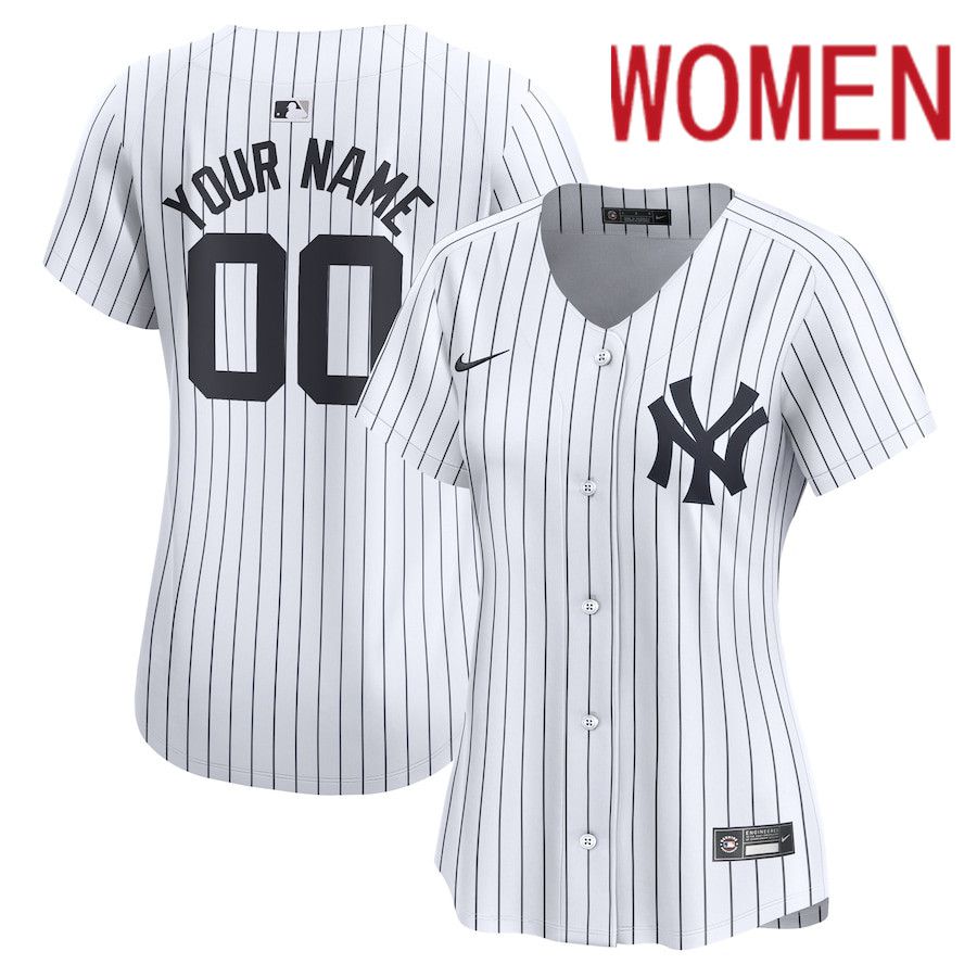 Women New York Yankees Nike White Home Limited Custom MLB Jersey